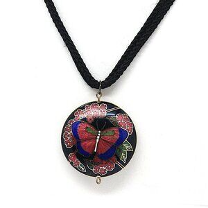 Vintage Cloisonne Butterfly Chord Necklace
